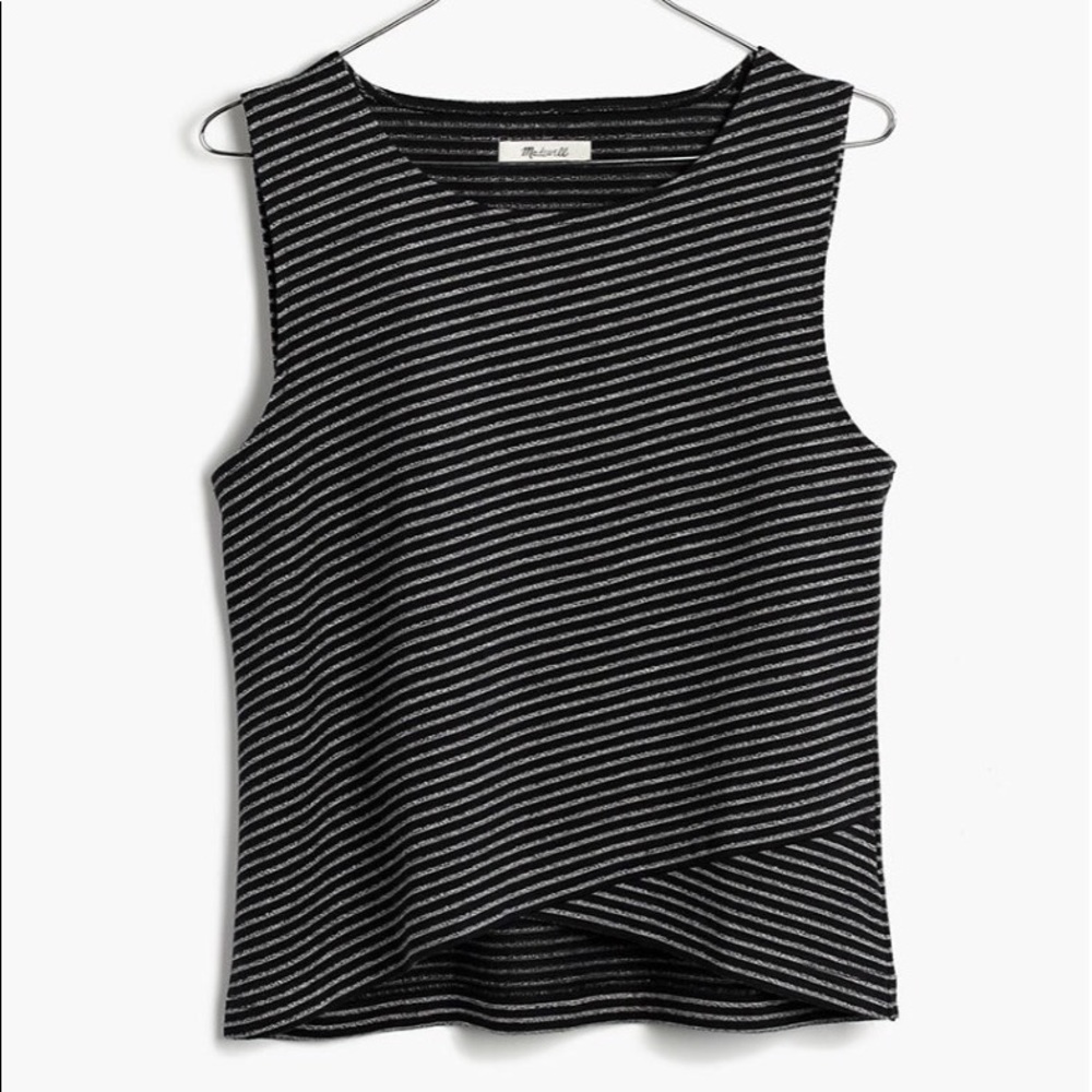 Madewell | Black & Grey Striped Crossover Tank Top